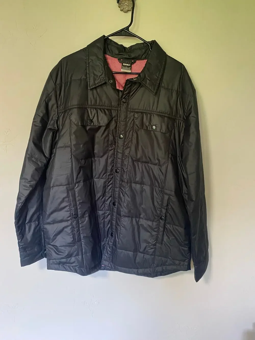 Nike 6.0 Skateboard Black Quilted Jacket w/Gingham Lining RARE XL Snap Closure